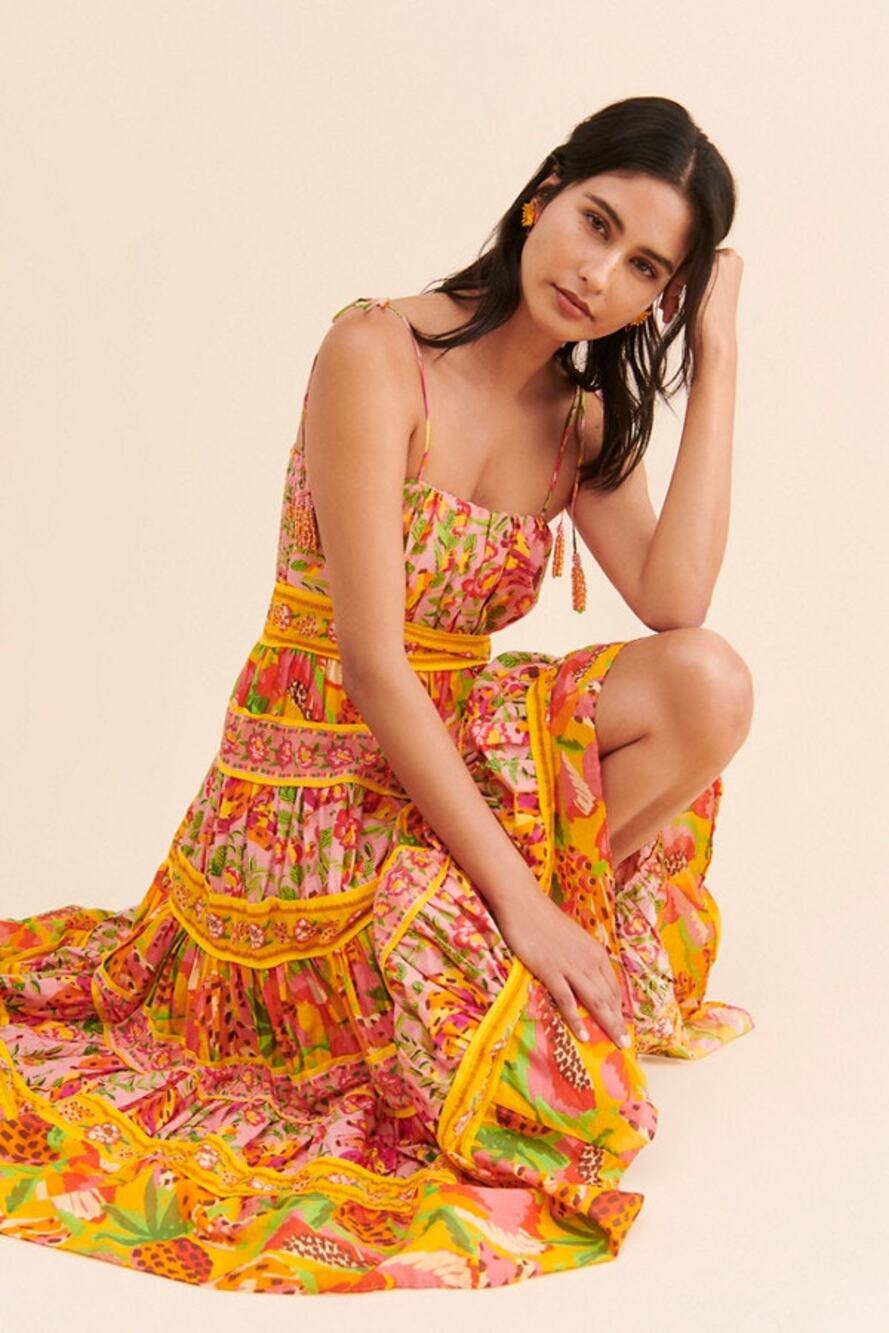 Farm Rio Mixed Fruits Paradise Midi Dress